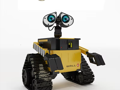 Interactive Electric Toy WALL·E Robot With Yellow Body Big Eyes Tracked Design 3d model