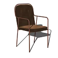 Modern Brown Velvet Accent Chair With Gold Metal Frame Tufted Backrest And Armrests