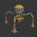 Mechanical Creature Featuring Yellow Top Black Yellow Stripes And Multiple Mechanical Legs 3d model