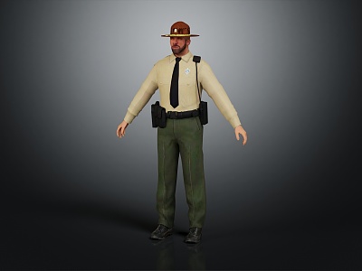 Modern Man Police Male Role 3d model