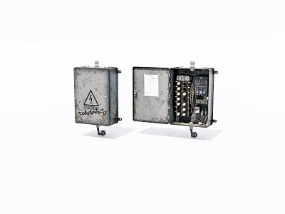 Industrial Control Panels with Metal Enclosure Open and Closed Showing Internal Components and Casters 3d model