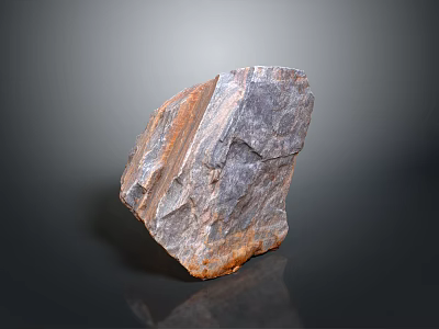 Natural Stone And Wood Decorative Piece With Rough Texture And Earthy Tones 3d model
