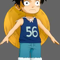 Cartoon Character Wearing Yellow Straw Hat Blue Vest Number 56 And Blue Pants Arms Outstretched