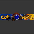Red Haired Female Character In Blue Outfit Standing On Snowboard With Cute Sun Design