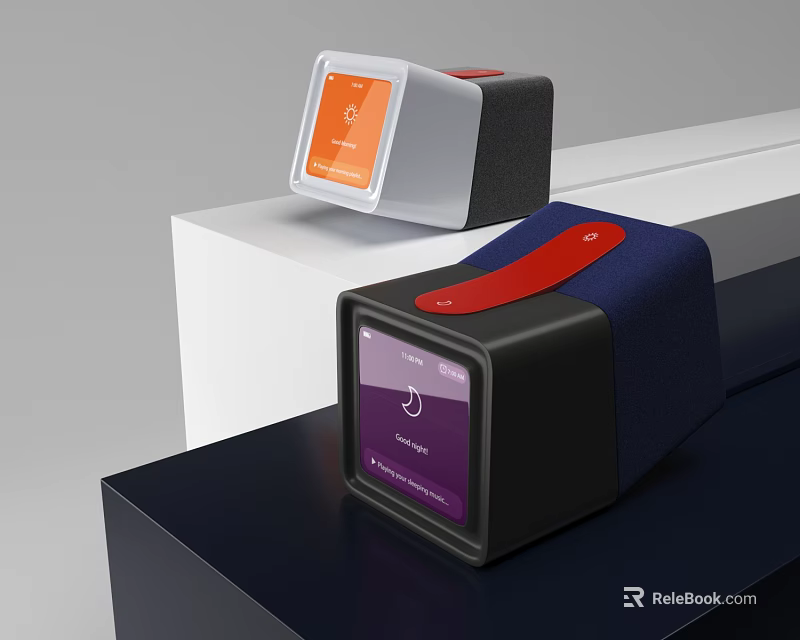 Modern Digital Clock With Stylish Black Blue Casing And Red Accent Display Screen 3d model