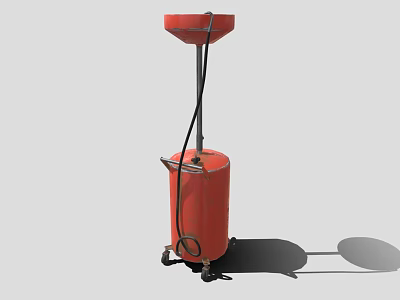 Red Industrial Equipment With Wheels Funnel Top And Black Hose For Waste Collection 3d model