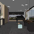 Modern Piano Room Interior With Grand Piano And Elegant Decor