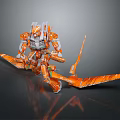 Orange Sci Fi Robot Model With Mechanical Wings And Detailed Structure