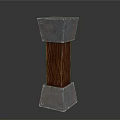 Decorative Column Featuring Riveted Metal Ends And Wooden Central Grain Texture