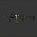 Modern Machine Gun With Ammunition Belt Magazine And Black Design Stand