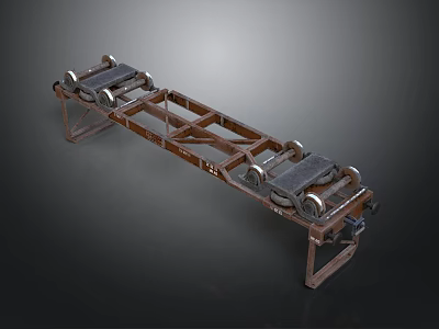 Industrial Car Chassis Metal Frame Structure With Wheels And Support Components 3d model
