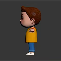 3D Game And Movie Character With Brown Hair Yellow Red Shirt Blue Pants Arms Outstretched
