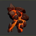 Red Lava Rock Themed Decorative Ornament With Glowing Accents For Home Decoration