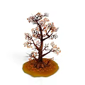 Decorative Model Tree with Brown Trunk Orange Leaves and Yellow Ground Base