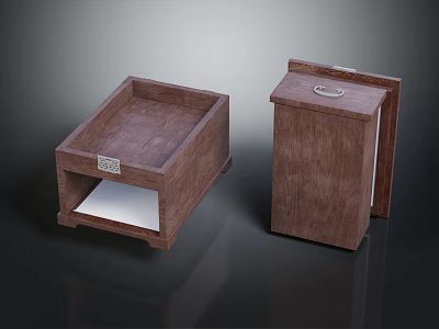 Wooden Tray Table And Cabinet With Door Featuring Simple Design Wood Grain And Decorative Detail 3d model