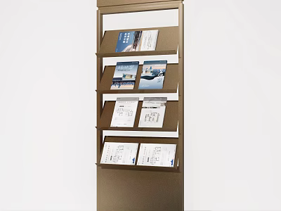 Sturdy Metal Magazine Rack With Multiple Shelves Holding Assorted Magazines 3d model