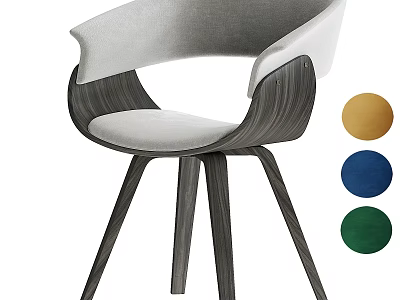 Modern Accent Chair Design With Wooden Frame Gray Cushion And Color Options Yellow Blue Green 3d model