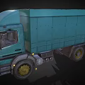 Green Box Truck With Yellow Wheels And Metal Body Exterior Design