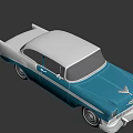 Blue And White Vintage Classic Car With Chrome Details And Retro Design