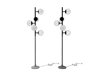 Modern Floor Lamp With Multiple Round Light Globes And Tall Stand Design 3d model