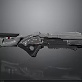 Futuristic Gun 3D Model With Silver Black Streamlined Design And Metallic Texture