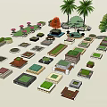 Diverse Tree Planters Design With Various Shapes Materials And Greenery Elements 3d model