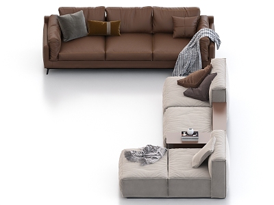 Sofa Combination Multiplayer Sofa Leather Sofa Corner Sofa 3d model