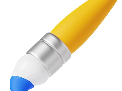 Yellow Pen With Silver Accent And Blue Tip Modern Design For Writing 3d model