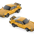 Top View Of Two Yellow Retro Sports Cars With Classic Design