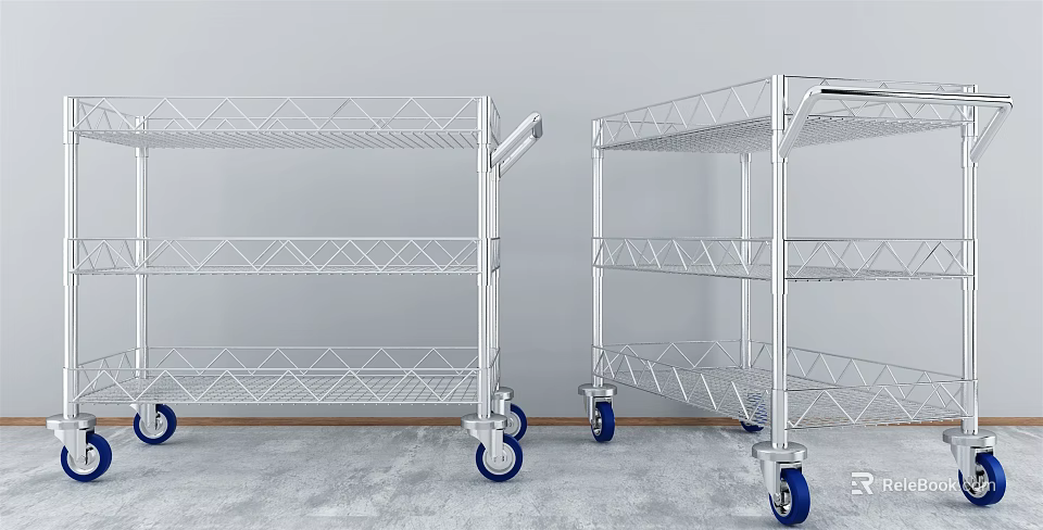 Sturdy Metal Wire Shelving Units With Mobile Wheels And Multi Tier Design 3d model