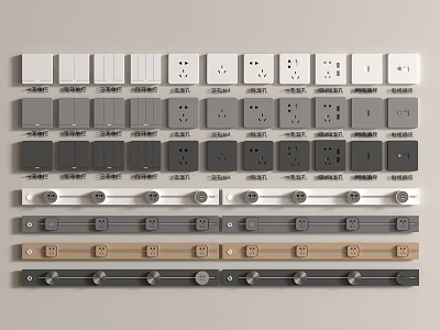 Electrical Sockets And Switches In Various Colors With Track Style Designs 3d model