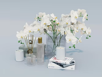 Modern Ornament Combination Flower Book Candlestick Jewelry 3d model