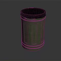 Green Cylindrical Trash Can With Black Lid For Home Waste Storage