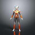 Futuristic Humanoid Character In Sleek Silver Orange Armor With Glowing Head