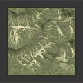 Detailed Green Textured Terrain Model With Mountainous Surface And White Patterns 3d model