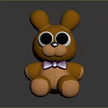Cute Brown Rabbit Plush Toy With Big Black Eyes And Purple Bow Tie
