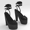 Fashionable Black Strappy Platform High Heel Shoes With Trendy Design And Thick Sole