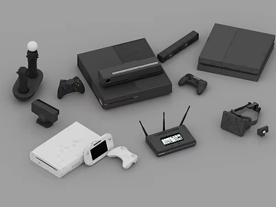 Home Entertainment Electronics Including Game Consoles Controllers Cameras And Routers 3d model
