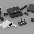 Home Entertainment Electronics Including Game Consoles Controllers Cameras And Routers 3d model