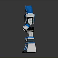Blue And Silver Metallic Robot Action Figure With Shiny Armor Details
