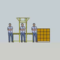 Industrial Equipment Featuring Metal Frames Green Panels And Workers In Operation
