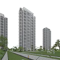 Modern High Rise Residential Buildings With Greenery And Surrounding Trees