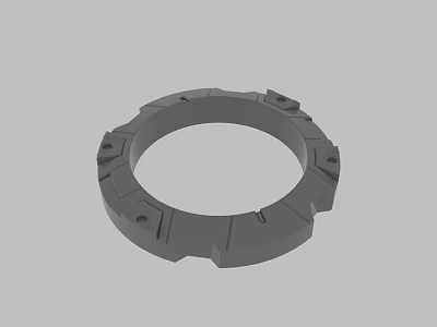 Gray Circular Mechanical Component 3D Model With Protrusions And Holes 3d model