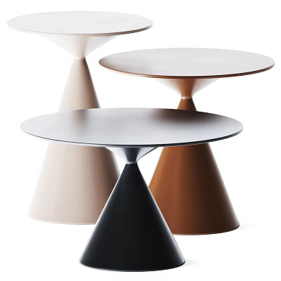 Modern Round Dining Tables With Conical Bases In Black Brown And Beige 3d model