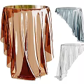 Shiny Fabric Covered Coffee Table in Copper Light Blue and White Colors