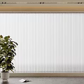 White Venetian Blinds in Modern Room Interior With Green Plant And Book On Floor