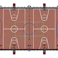 Indoor Basketball Gymnasium With Multi Court Design Brown Flooring White Lines And Hoops