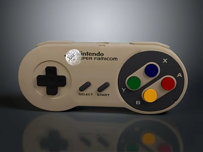 Nintendo Beige Game Controller With Cross Shaped Directional Pad And Colorful Buttons 3d model
