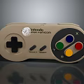 Nintendo Beige Game Controller With Cross Shaped Directional Pad And Colorful Buttons