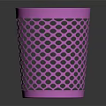 Pink Plastic Trash Can with Perforated Dot Design for Home Use as Daily Necessities